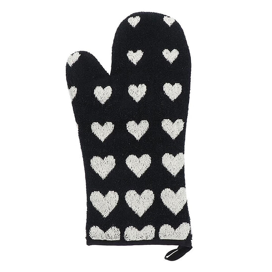 Oven Glove Hearts Black 1