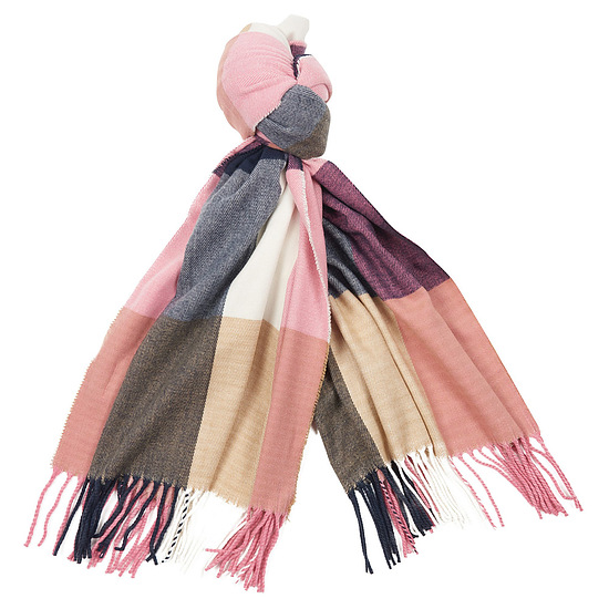 Pastel check scarf Pink/Hessian 1