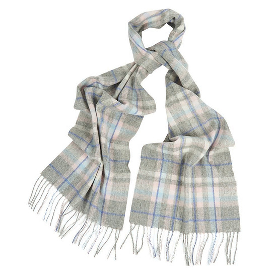 Penshaw check scarf grey/pink  1