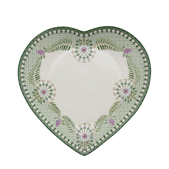 Plate Heart Shape green White 21.5cm 1