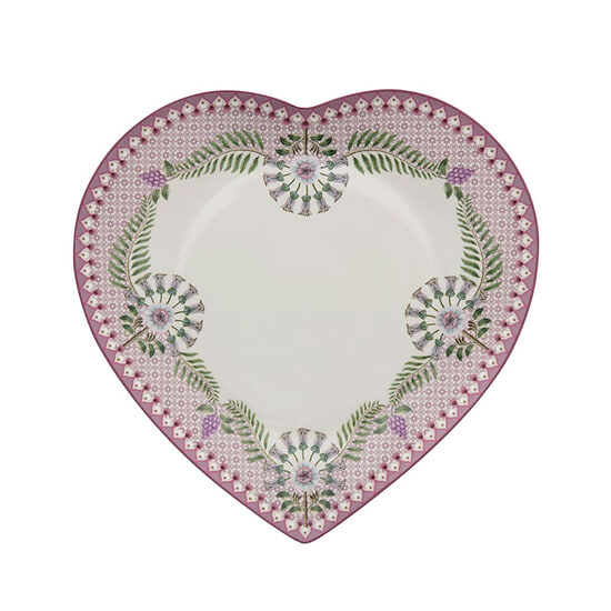 Plate Heart Shape Lila White 21.5cm 1