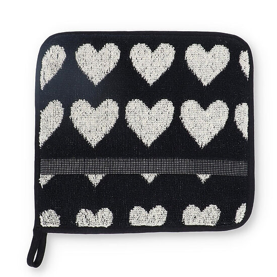 Potholder Hearts Black 1