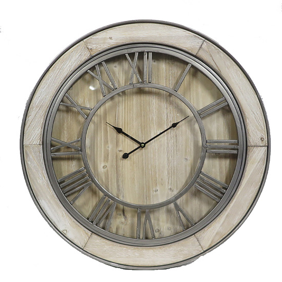 Roman round clock wooden/metal 1