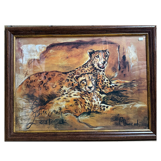 Schilderij Glas met Lijst Luipaarden liggend 1