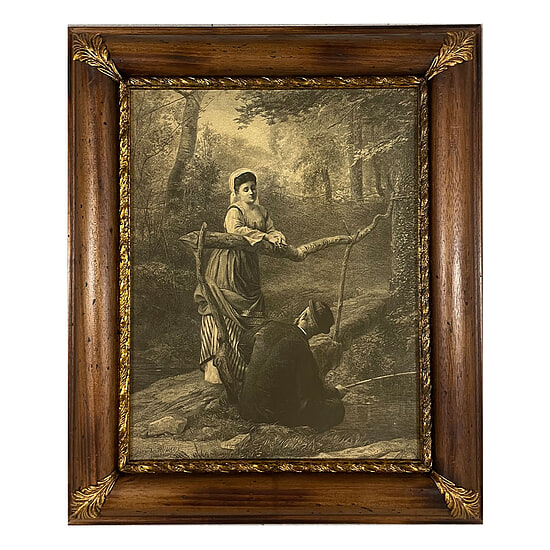 Schilderij met Lijst dame en heer vissen 1