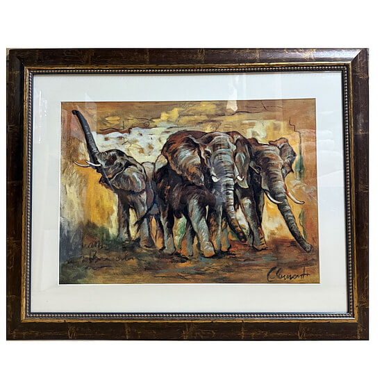Schilderij Glas met Lijst Olifanten 1