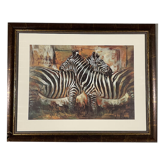 Schilderij met Lijst Zebra knuffelend 1