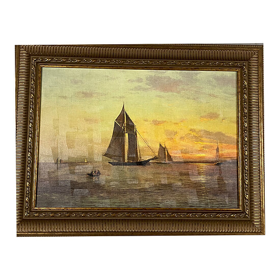 Schilderij met Lijst Schepen op zee 1