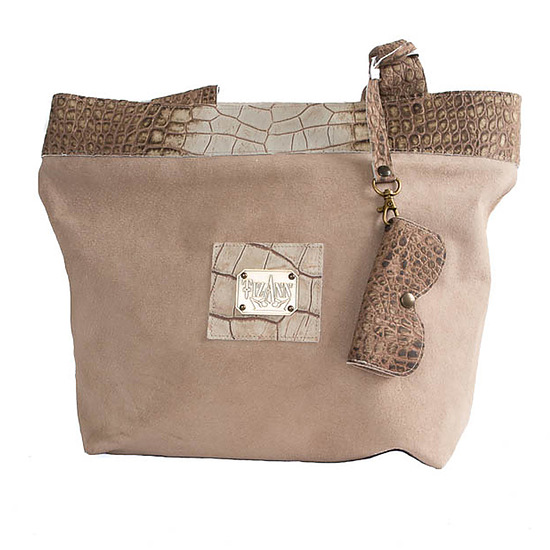 Shopper pigskin, kroko, taupe 1