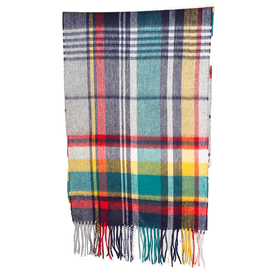 Sjaal Bright country plaid lambswool navy 1