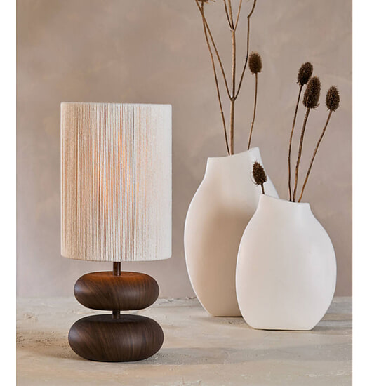 Tafellamp + lampenkap Danialo Donkerbruin Creme M