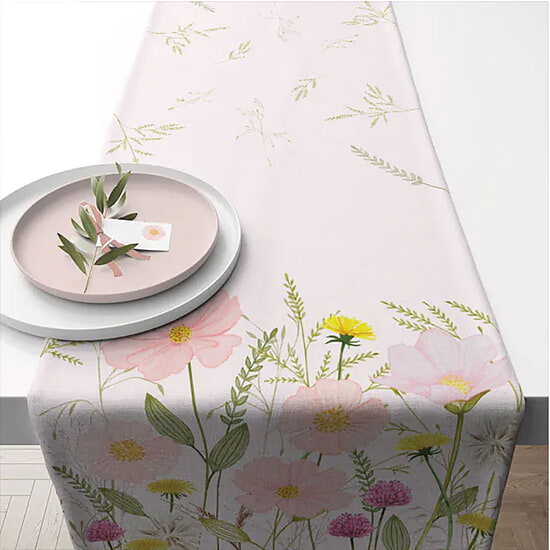Tafelloper Pastel Flowers Pink 1