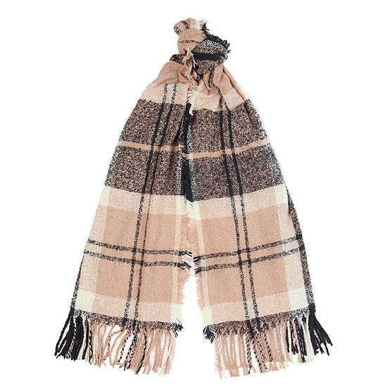 Tartan Scarf Boucle Pink Midnight 1