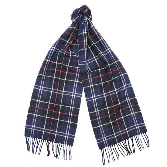 Tartan scarf lambswool ancient navy/red 1