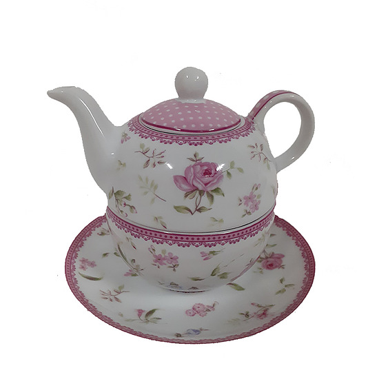Tea for one bloemen roze 1