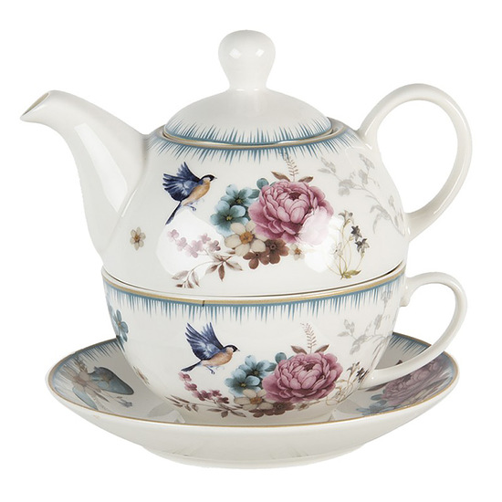 Tea for one vogel bloemen 1
