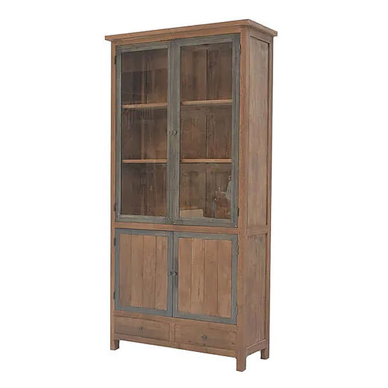 Teak Industriele Glaskast 3
