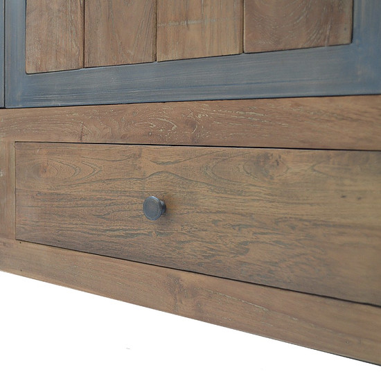 Teak Industriele Glaskast 1