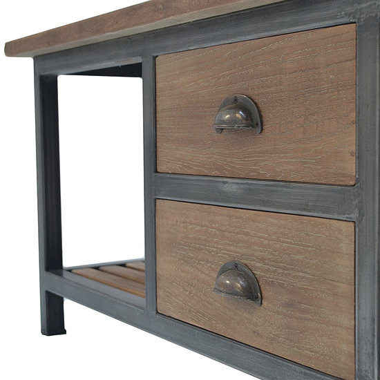 Teak Industriele Salontafel met 2 laden 3