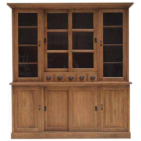 Teak Winkelkast Glas 1