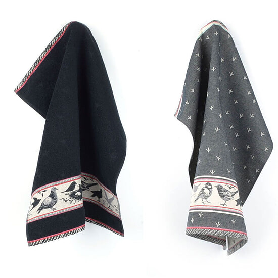Thee- en keukendoek Birds Black 1