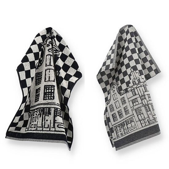 Thee- en keukendoek Canal Houses - Rijksmuseum Black 1