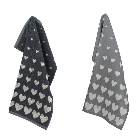 Thee- en keukendoek hearts Anthracite 1