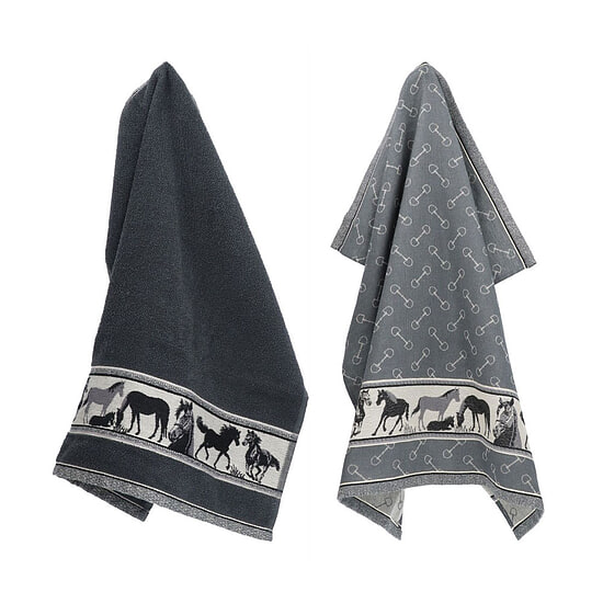 Thee- en keukendoek Horse Anthracire 1