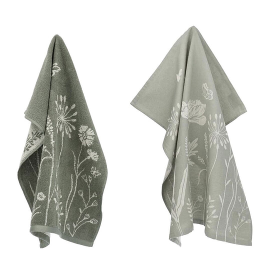 Thee- en keukendoek Wild Flowers Green 1