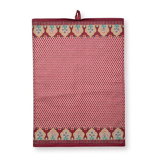 Theedoek Flower Festival Scallop Dark Pink 1