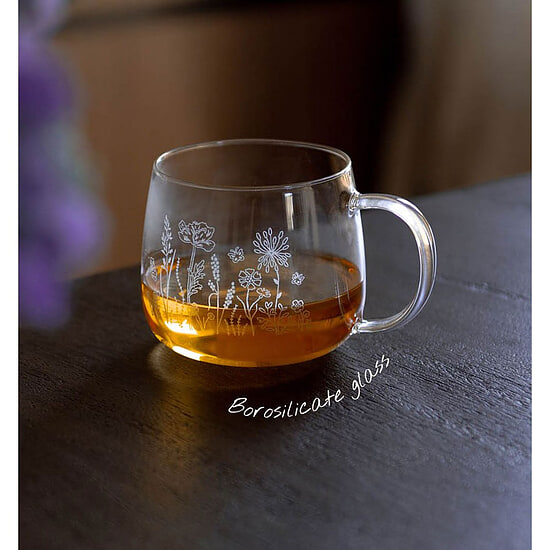 Theeglazen set van 2 Borosilicate - Wildflowers 