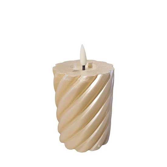 Twisted Pillar Candle Metallic Champagne 7.5x10cm 1