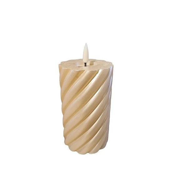 Twisted Pillar Candle Metallic Champagne 7.5x12.5cm 1