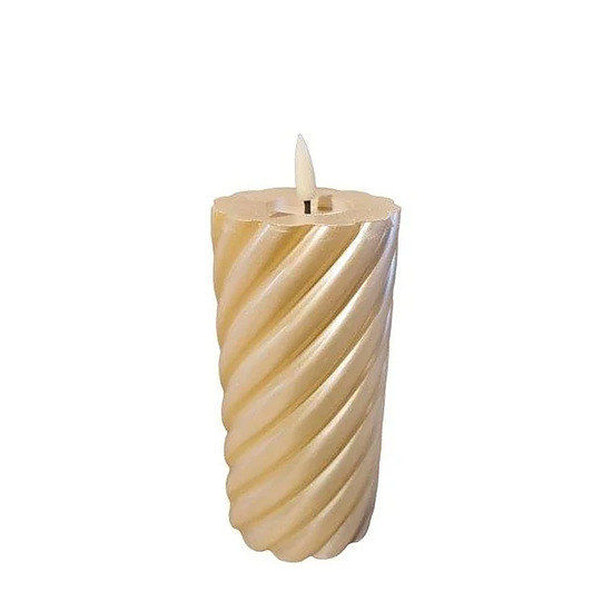 Twisted Pillar Candle Metallic Champagne 7.5x15cm 1