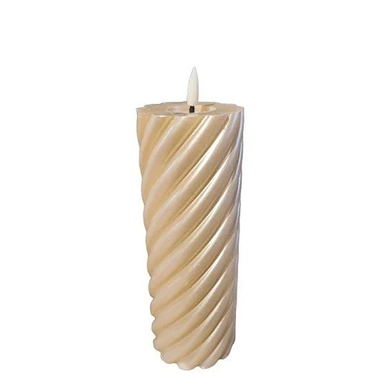 Twisted Pillar Candle Metallic Champagne 7.5x20cm 1