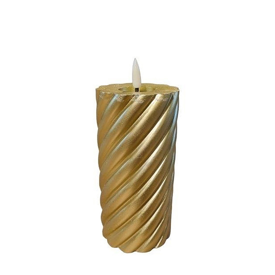 Twisted pillar candle Metallic Gold 7.5x15cm 1