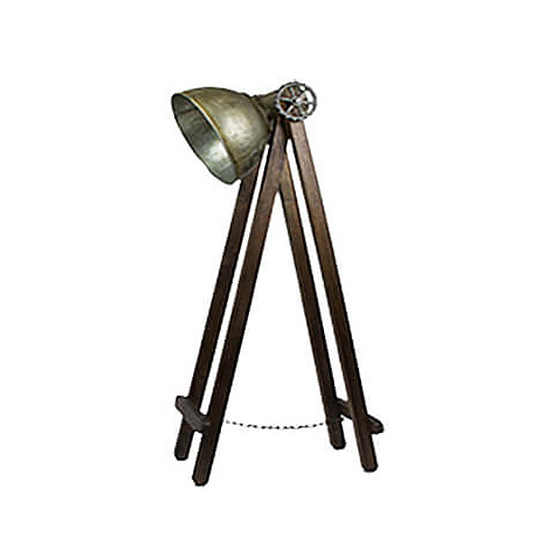 Vloerlamp hout met blikken kap L 1