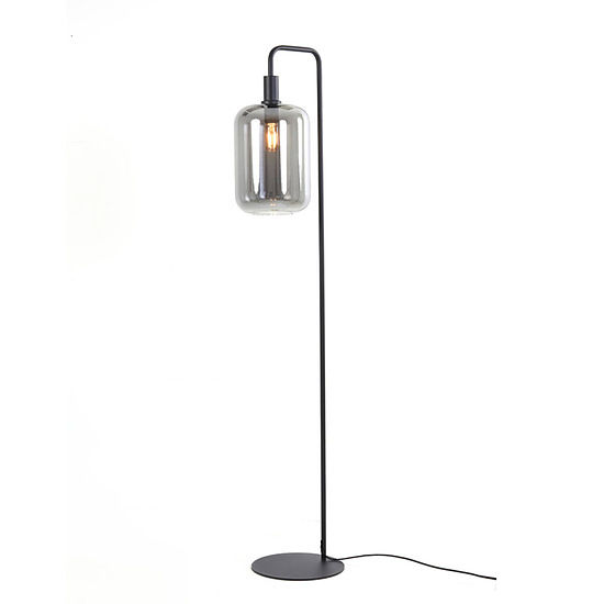 vloerlamp lekar zwart met smoke glas hoog 1