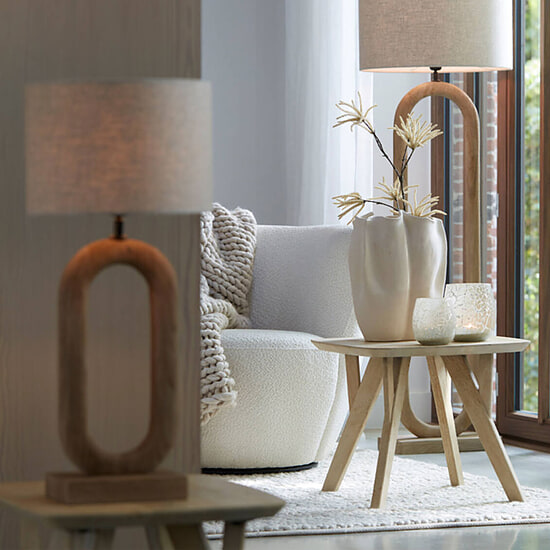 Vloerlamp Paceco hout mat naturel