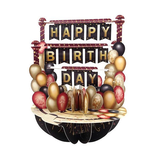 Wenskaart 3D Birthday Balloons 1