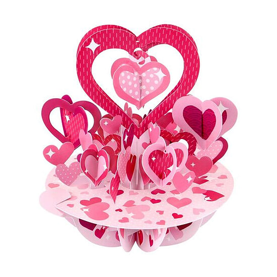 Wenskaart 3D Hearts of Love 1