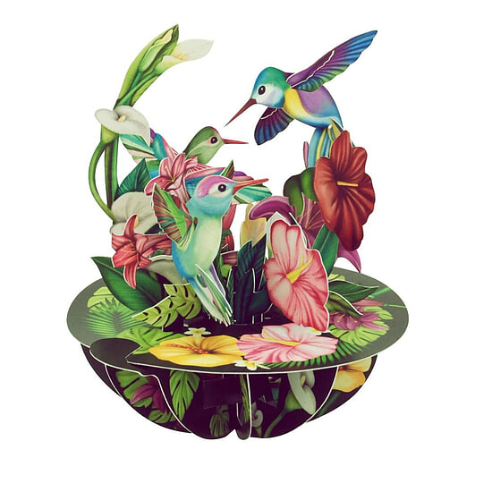 Wenskaart 3D Hummingbirds 1