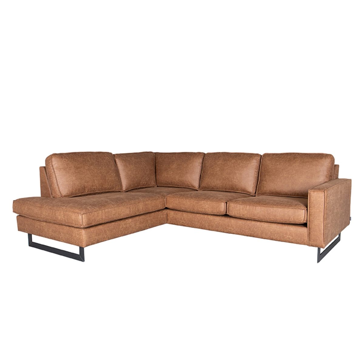 Hoekbank Arezzo - Cognac - Microfiber - Ottomane + 2,5-Zits Hoekbank Arezzo - Cognac - Microfiber - Ottomane + 2,5-Zits