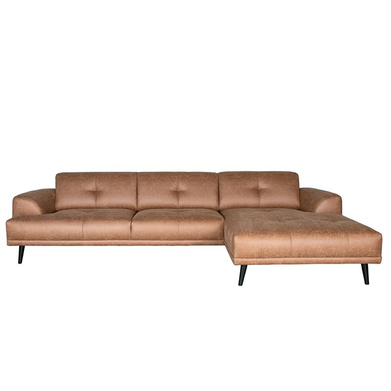 Hoekbank Salerno - Cognac - Microfiber - 2,5-Zits + Chaise Longue Hoekbank Salerno - Cognac - Microfiber - 2,5-Zits + Chaise Longue