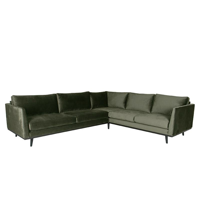 Hoekbank Siena - Army green - Fluweel - 3-Zits + Hoek + 2-Zits Hoekbank Siena - Army green - Fluweel - 3-Zits + Hoek + 2-Zits