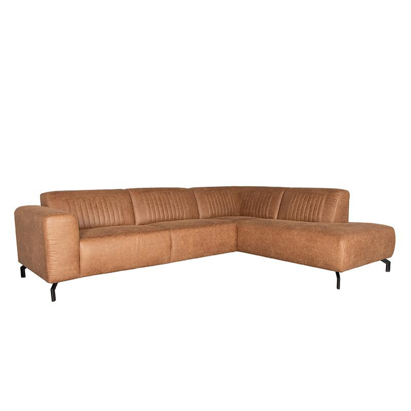 Hoekbank Trento - Cognac - Microfiber - 2,5-Zits + Ottomane Hoekbank Trento - Cognac - Microfiber - 2,5-Zits + Ottomane
