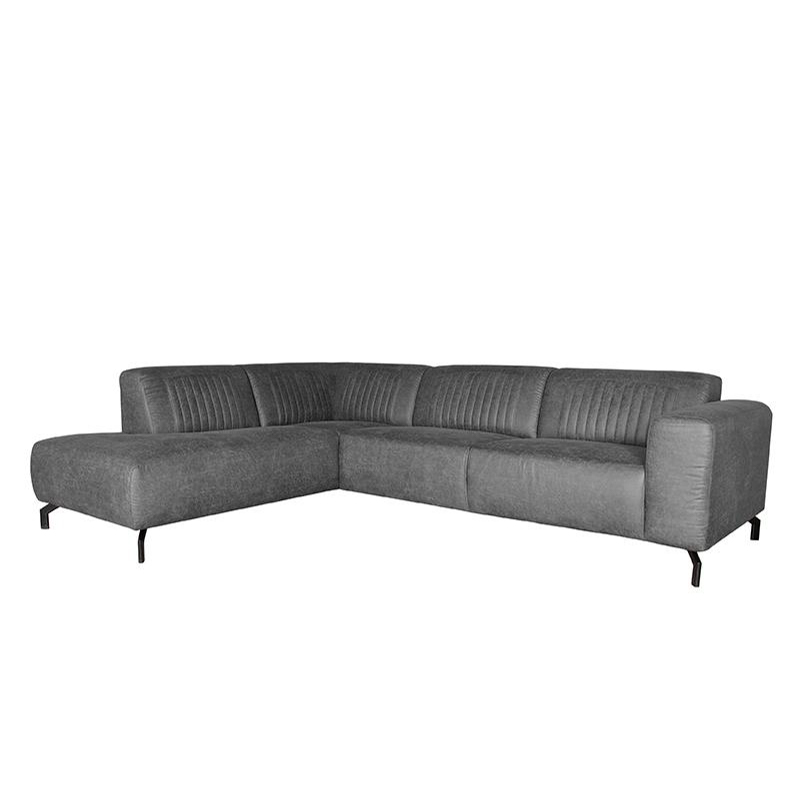 Hoekbank Trento - Antraciet - Microfiber - Ottomane + 2,5-Zits Hoekbank Trento - Antraciet - Microfiber - Ottomane + 2,5-Zits