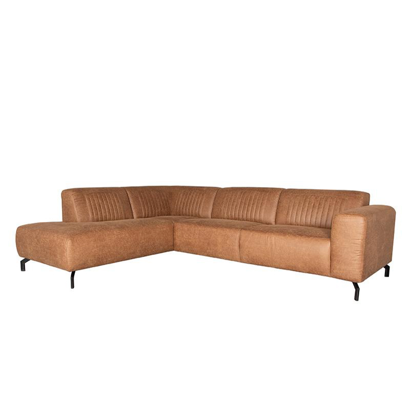 Hoekbank Trento - Cognac - Microfiber - Ottomane + 2,5-Zits Hoekbank Trento - Cognac - Microfiber - Ottomane + 2,5-Zits