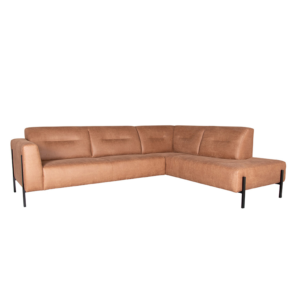 Bank Napoli 2.5-Zits + Ottomane - Cognac - Microfiber Bank Napoli 2.5-Zits + Ottomane - Cognac - Microfiber