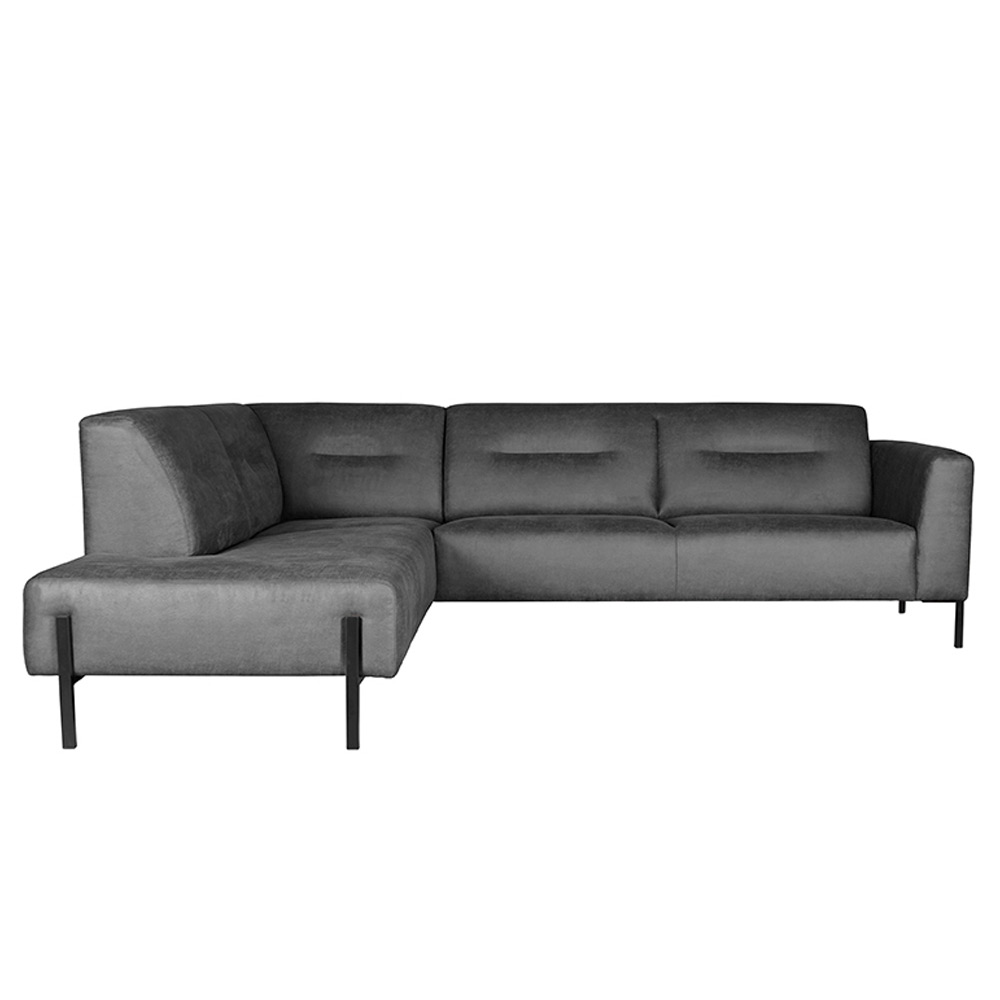 Bank Napoli Ottomane + 2.5-Zits - Antraciet - Micro Suede Bank Napoli Ottomane + 2.5-Zits - Antraciet - Micro Suede